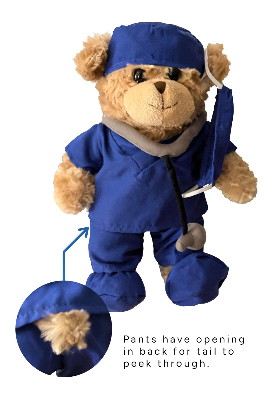 Jolitee Get Well Soon Gifts for Kids, Doctor Stuffed Animal for Boys, Nurse Teddy Bear Plush in Blue Scrub, Speedy Recovery Gifts, Set of 8, 10 inches (Blue)