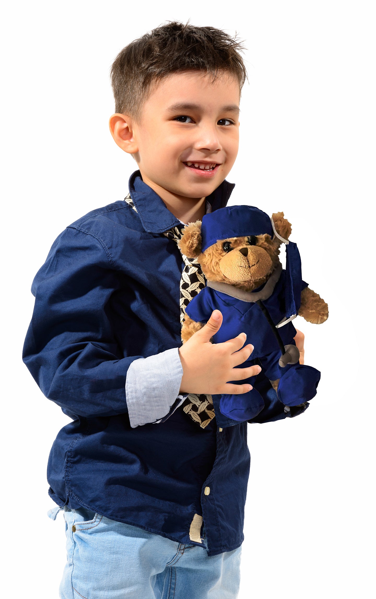Jolitee Get Well Soon Gifts for Kids, Doctor Stuffed Animal for Boys, Nurse Teddy Bear Plush in Blue Scrub, Speedy Recovery Gifts, Set of 8, 10 inches (Blue)