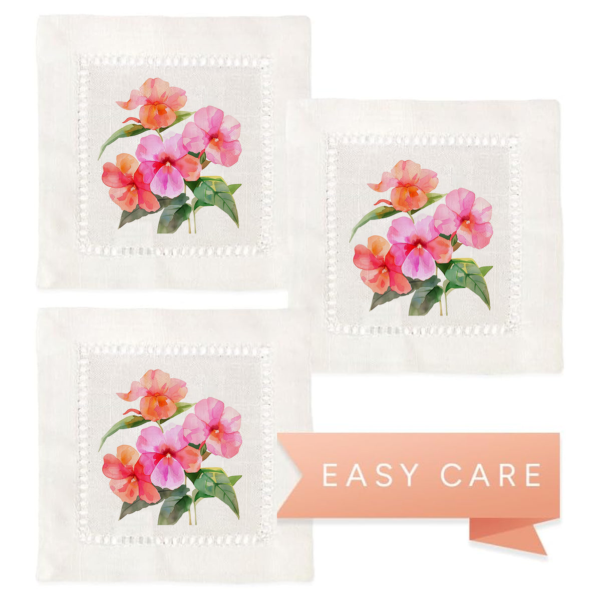 Impatiens Hemstitch Napkins
