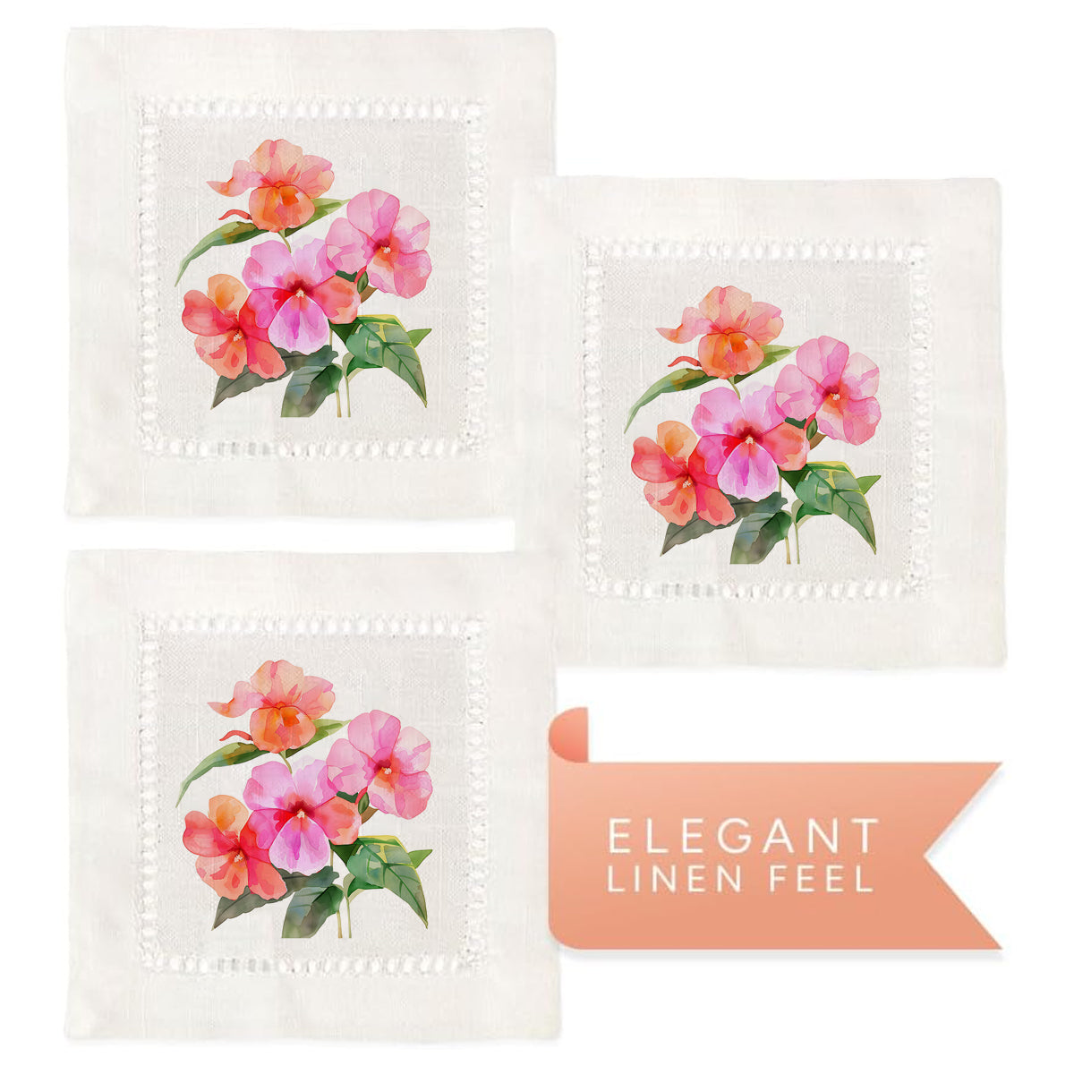 Impatiens Hemstitch Napkins