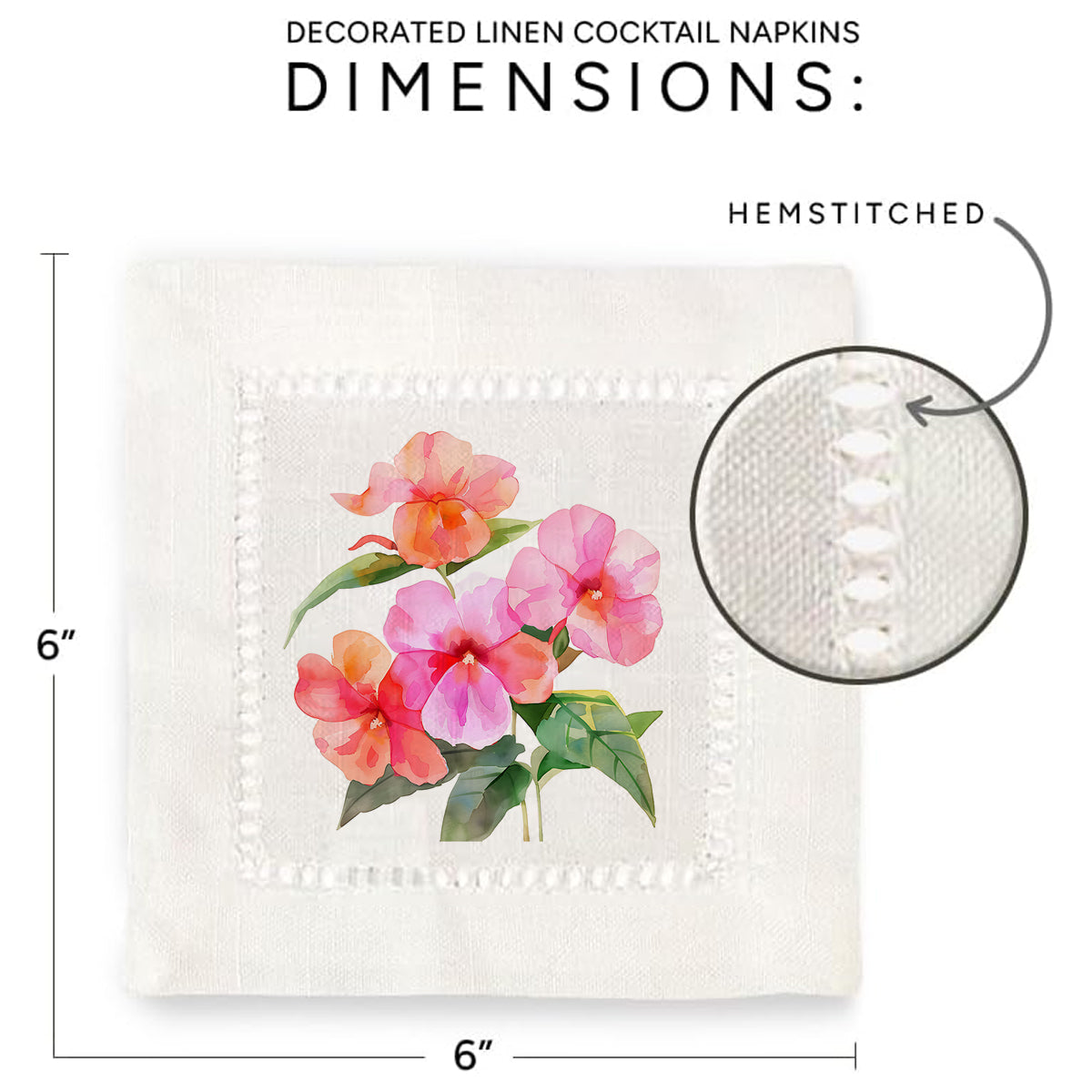 Impatiens Hemstitch Napkins