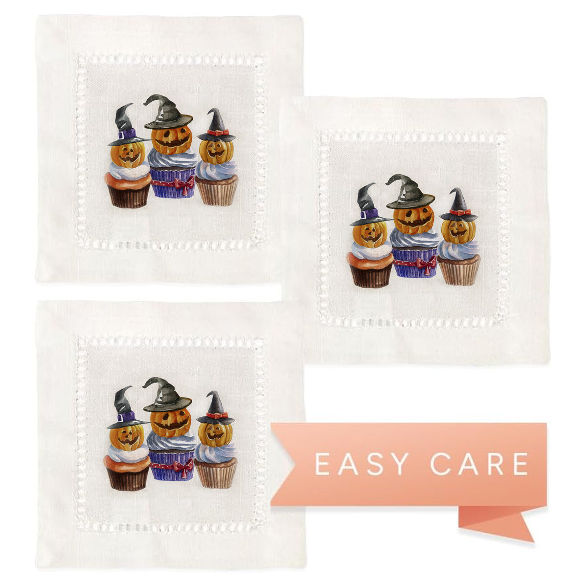 Jack o Lantern Hemstitch Napkins
