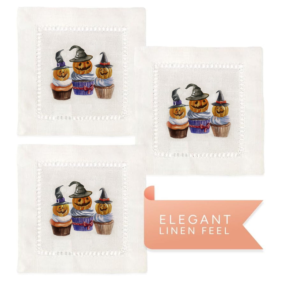 Jack o Lantern Hemstitch Napkins