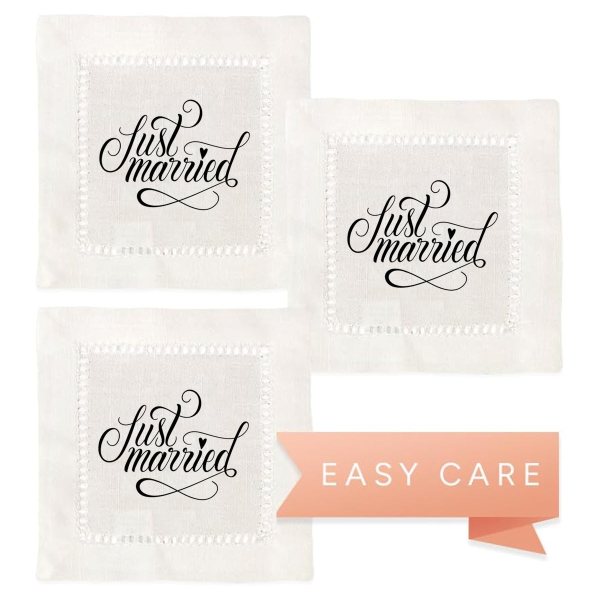 Just Married hemstitch Napkins