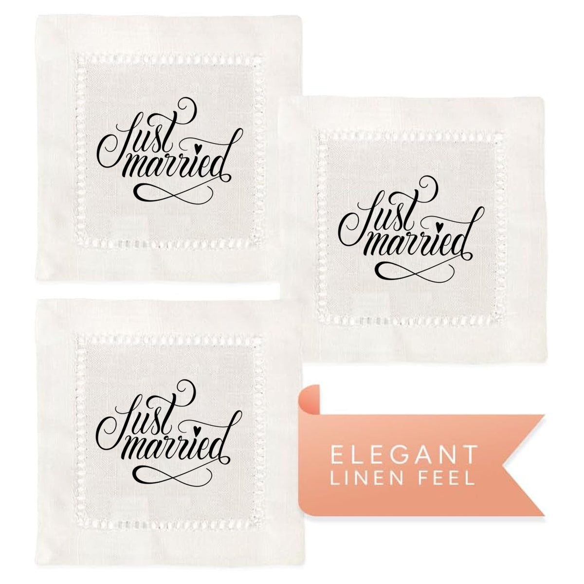 Just Married hemstitch Napkins