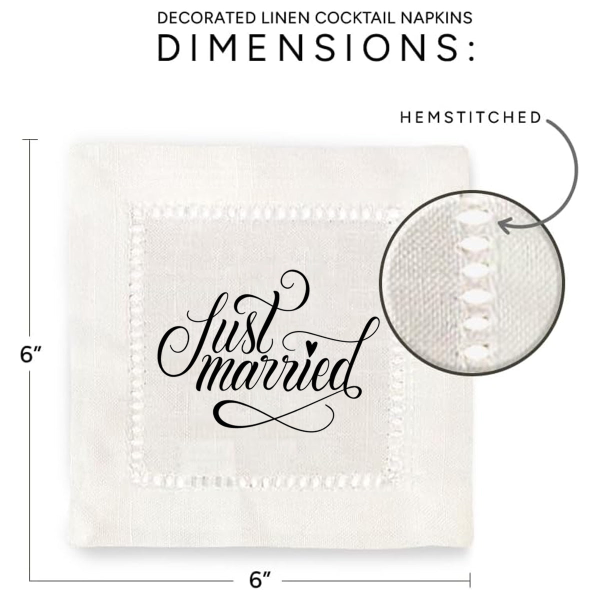 Just Married hemstitch Napkins