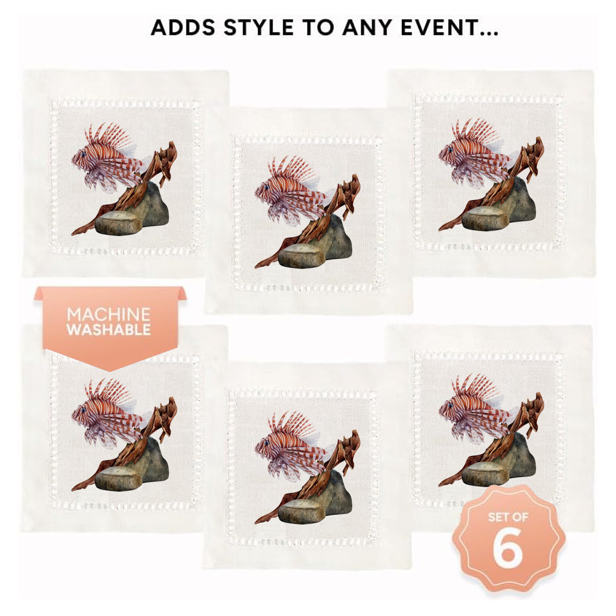 Lionfish Hemstitch Napkins