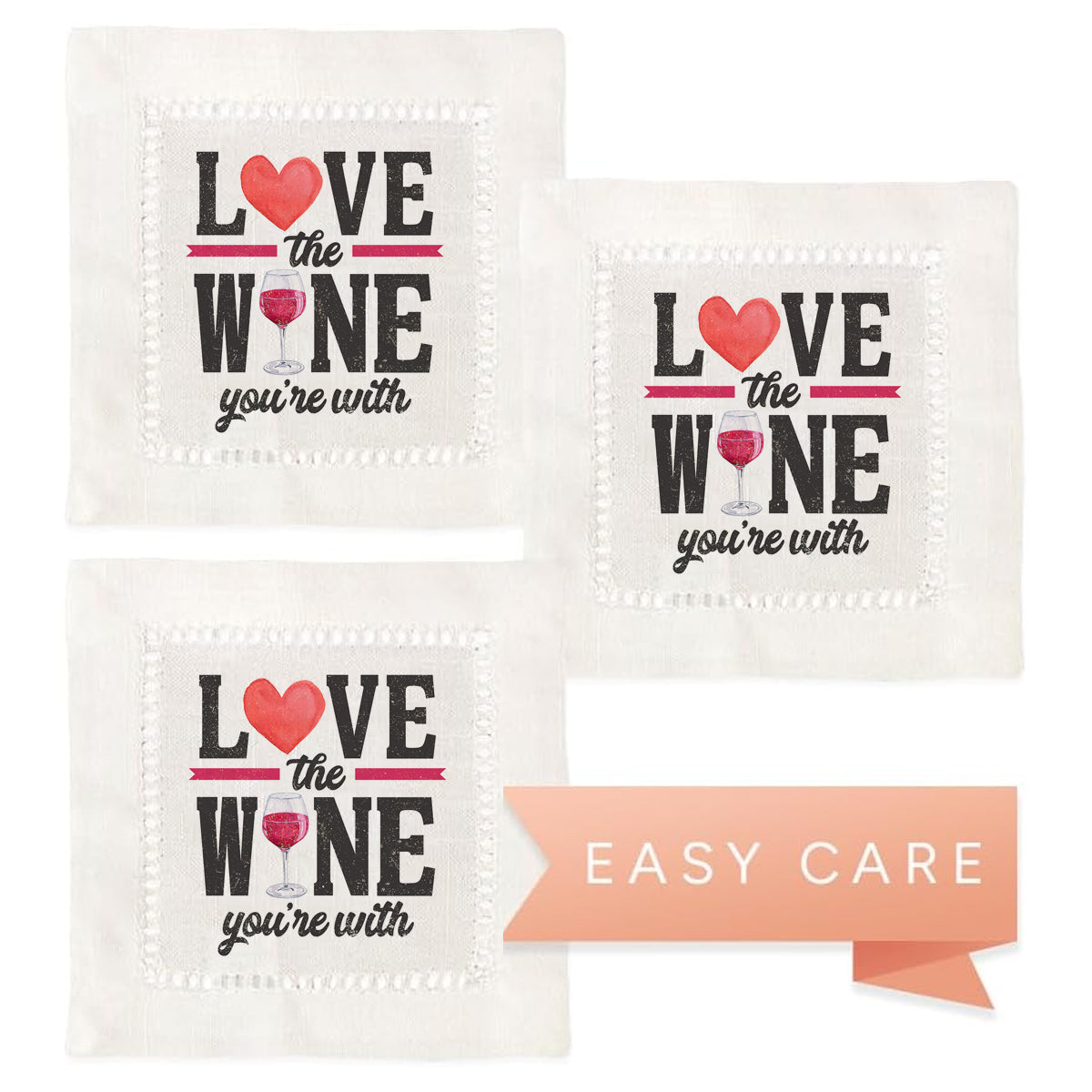 Love The Wine Hemstitch Napkins