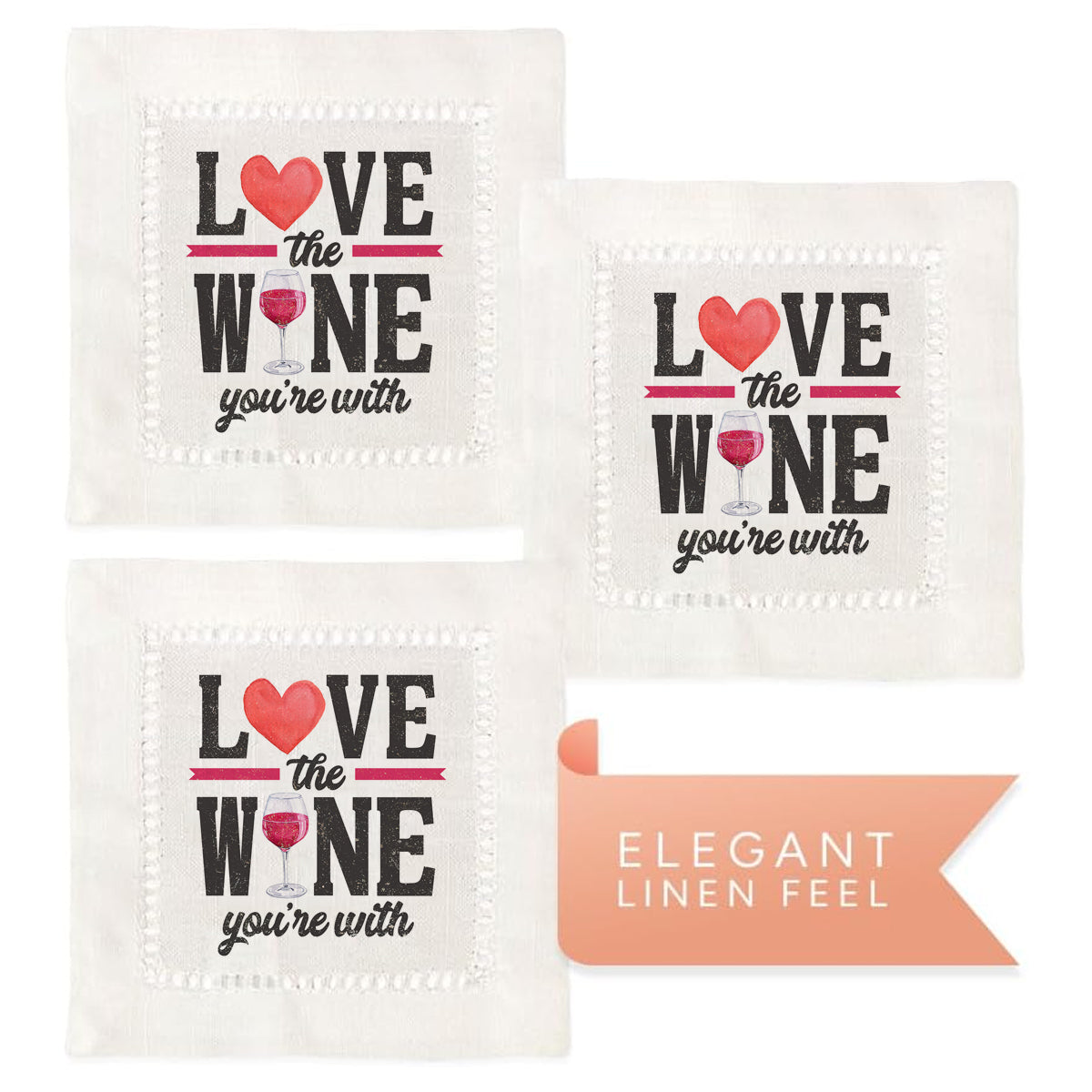Love The Wine Hemstitch Napkins