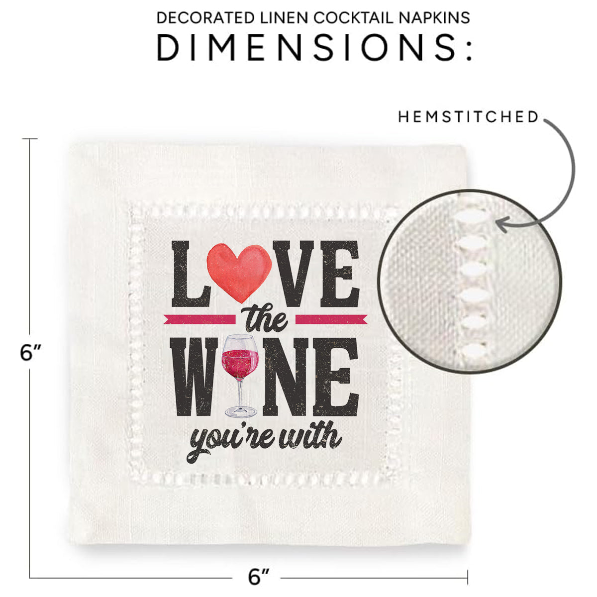 Love The Wine Hemstitch Napkins