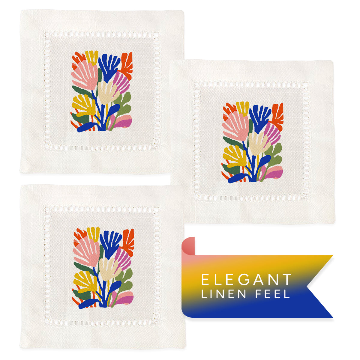 Matisse Flowers Hemstitch Napkins
