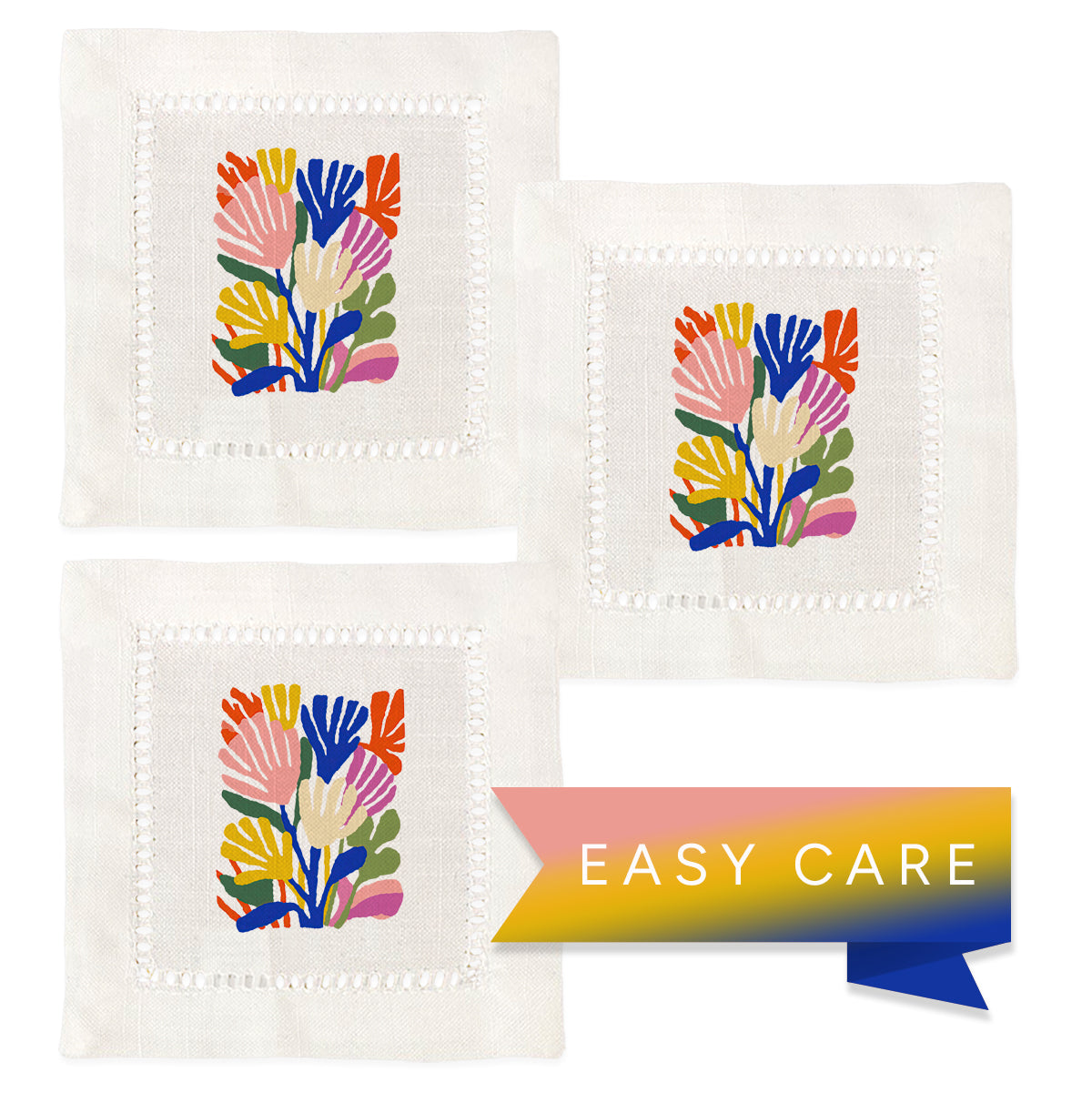 Matisse Flowers Hemstitch Napkins