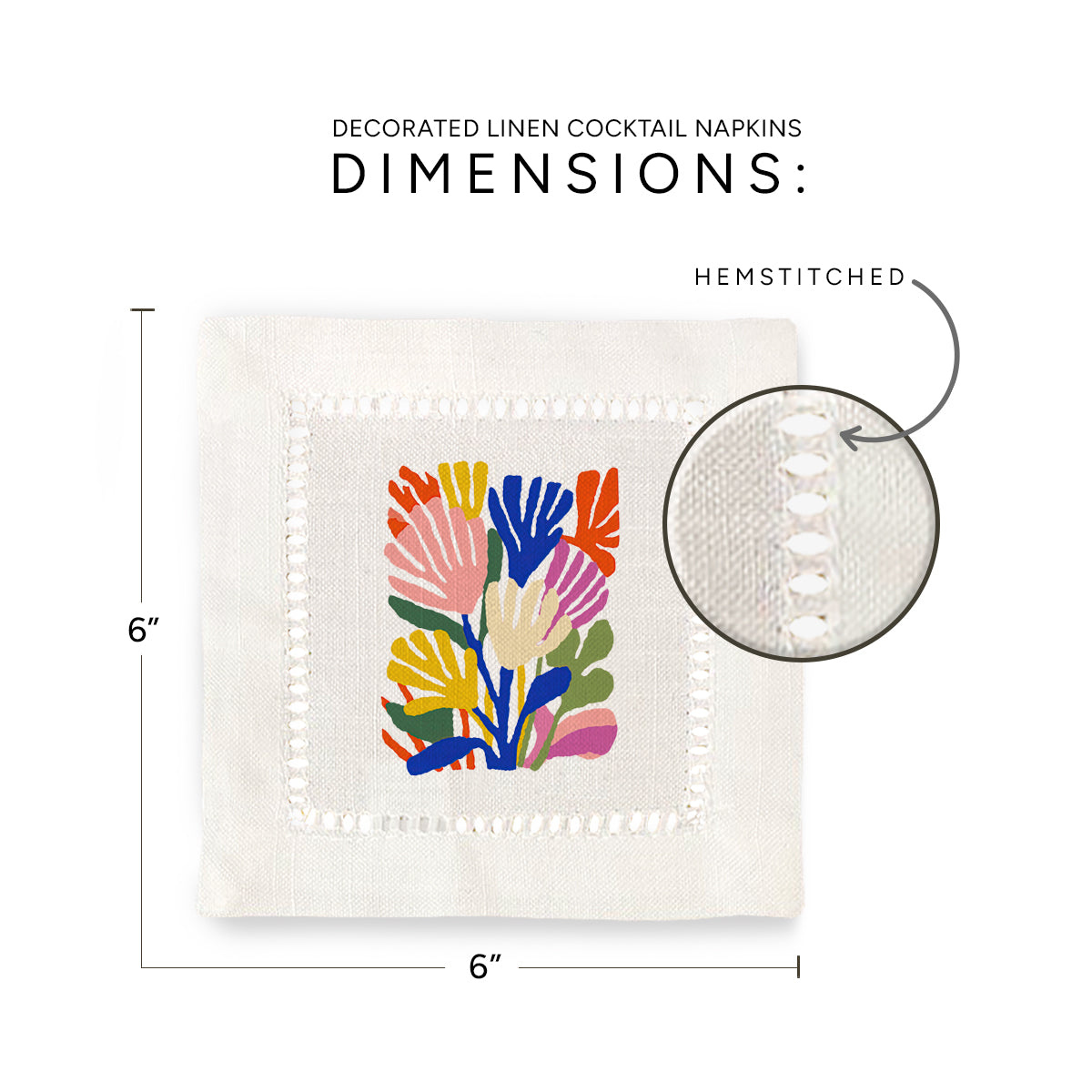 Matisse Flowers Hemstitch Napkins