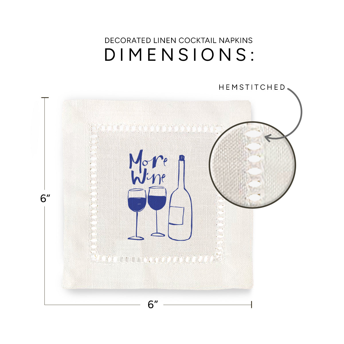 More Wine Hemstitch Napkins