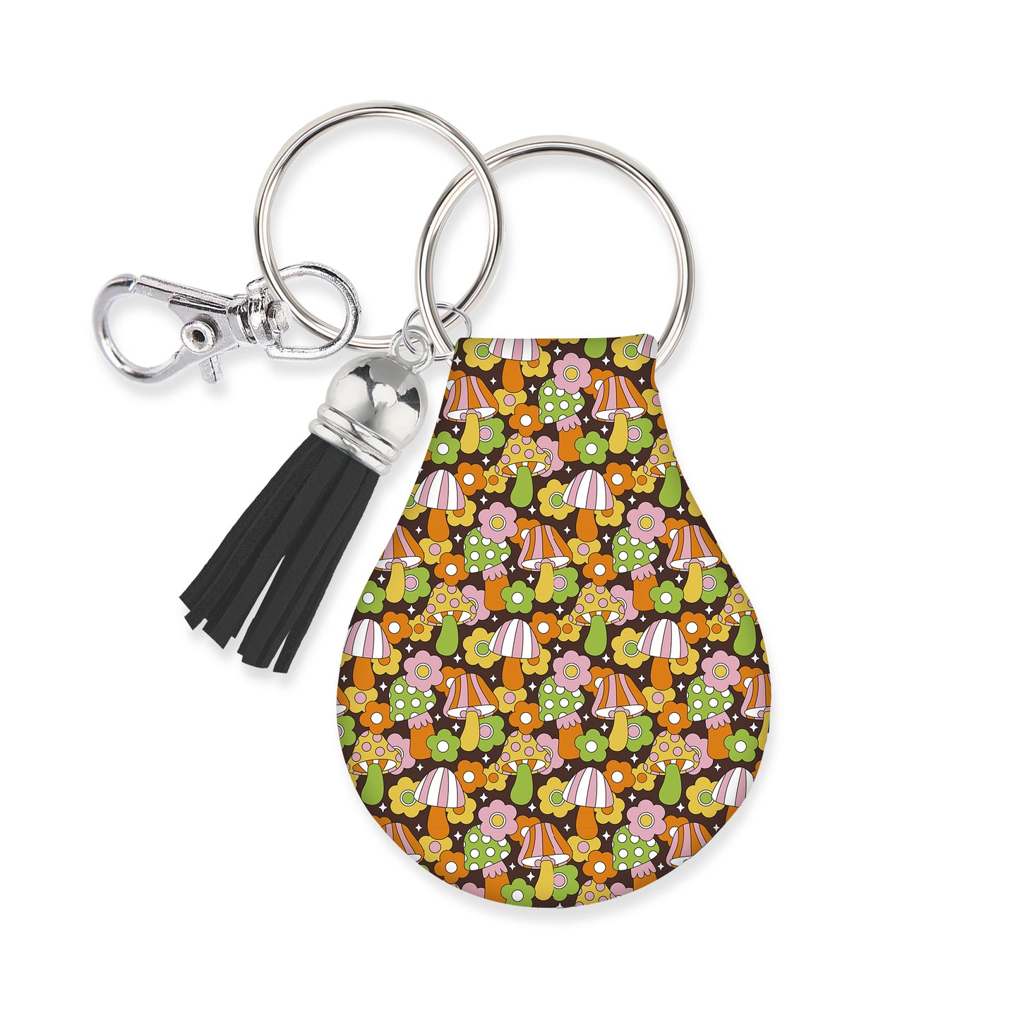 Jolitee Neoprene AirTag Compatible Case Keychain – Durable & Stylish Holder with Secure Ring and Clip, Compatible with Apple AirTag (Mushroom)