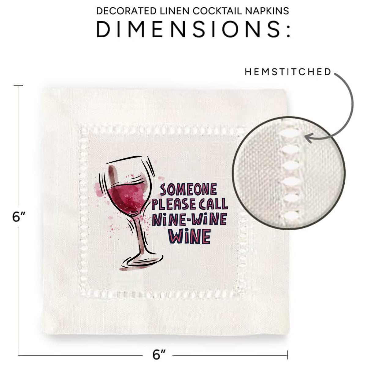 Nine Wine Wine Hemstitch Napkins