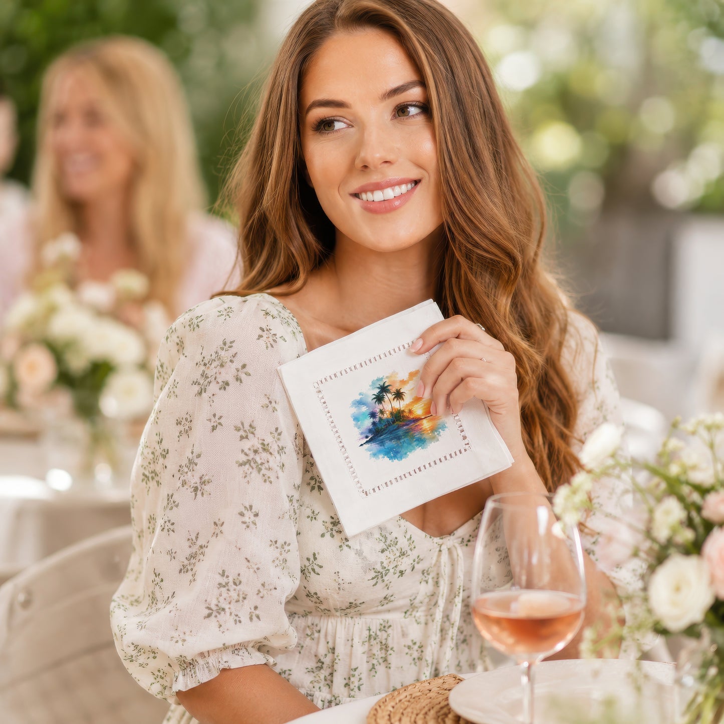 Palm Sunset Hemstitch Napkins