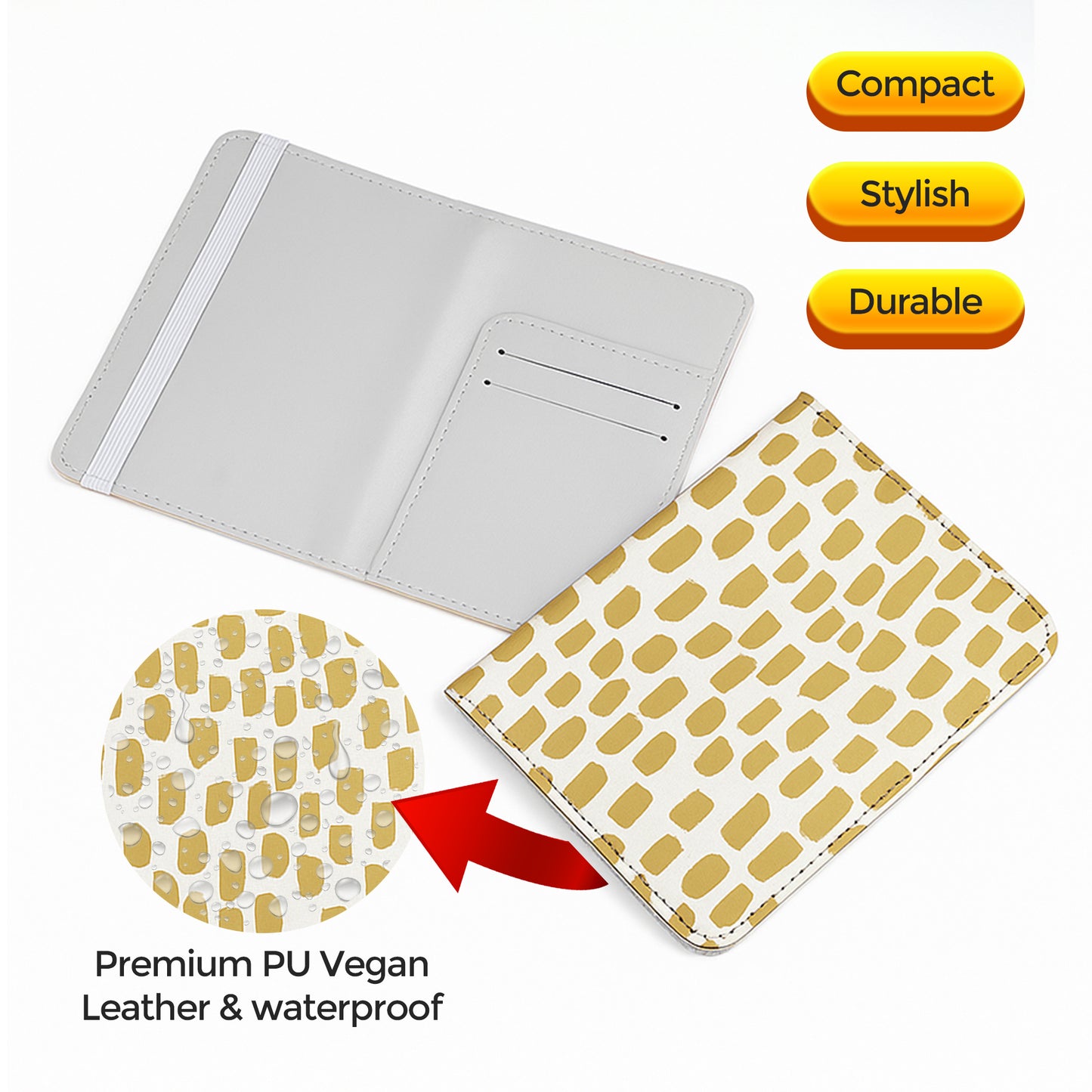 Jolitee Premium PU Vegan Leather Passport Holder, Brown Spots