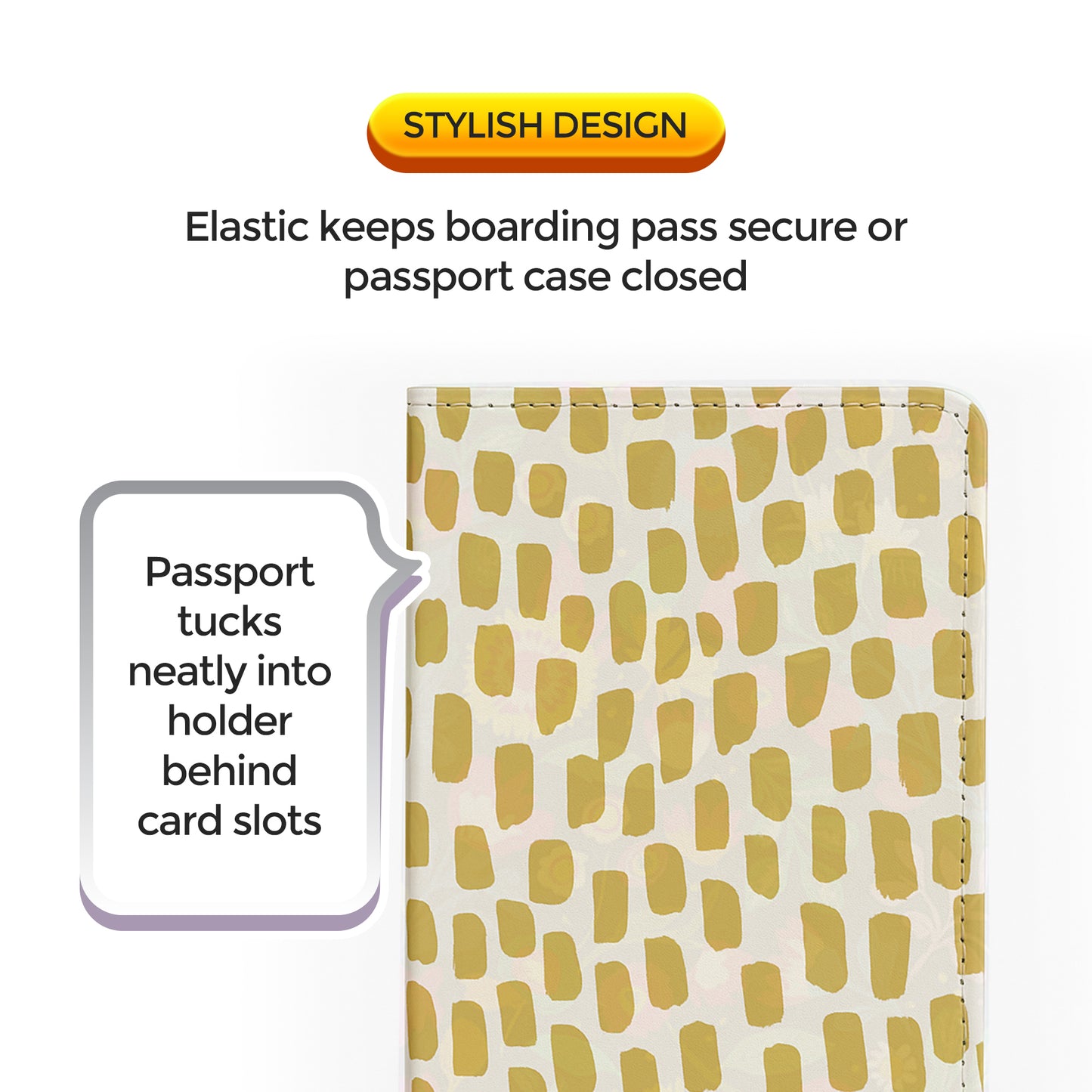 Jolitee Premium PU Vegan Leather Passport Holder, Brown Spots