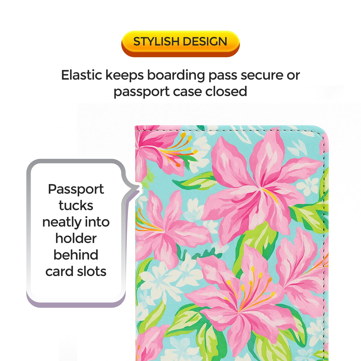 Jolitee Premium PU Vegan Leather Passport Holder, Green Floral