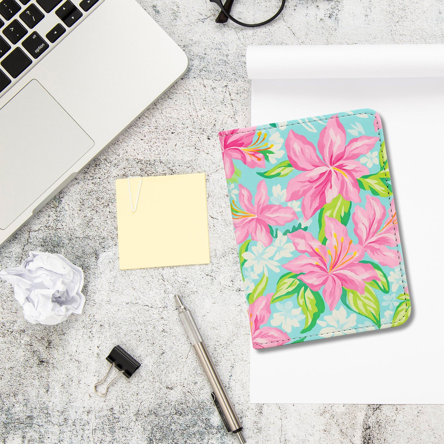 Jolitee Premium PU Vegan Leather Passport Holder, Green Floral