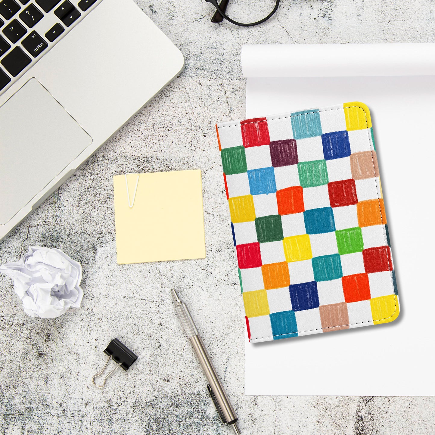 Jolitee Premium PU Vegan Leather Passport Holder, Patchwork