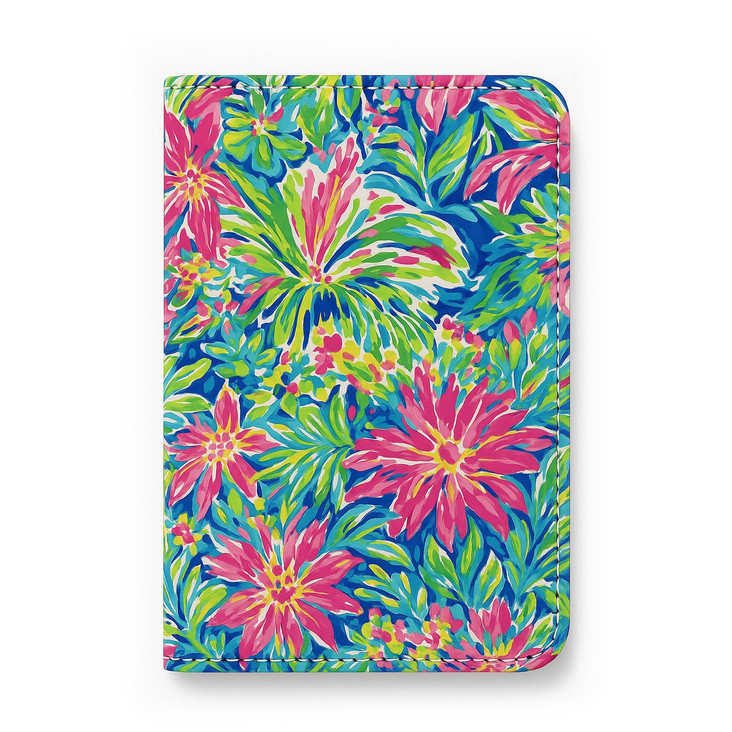 Jolitee Premium PU Vegan Leather Passport Holder, Pink Floral