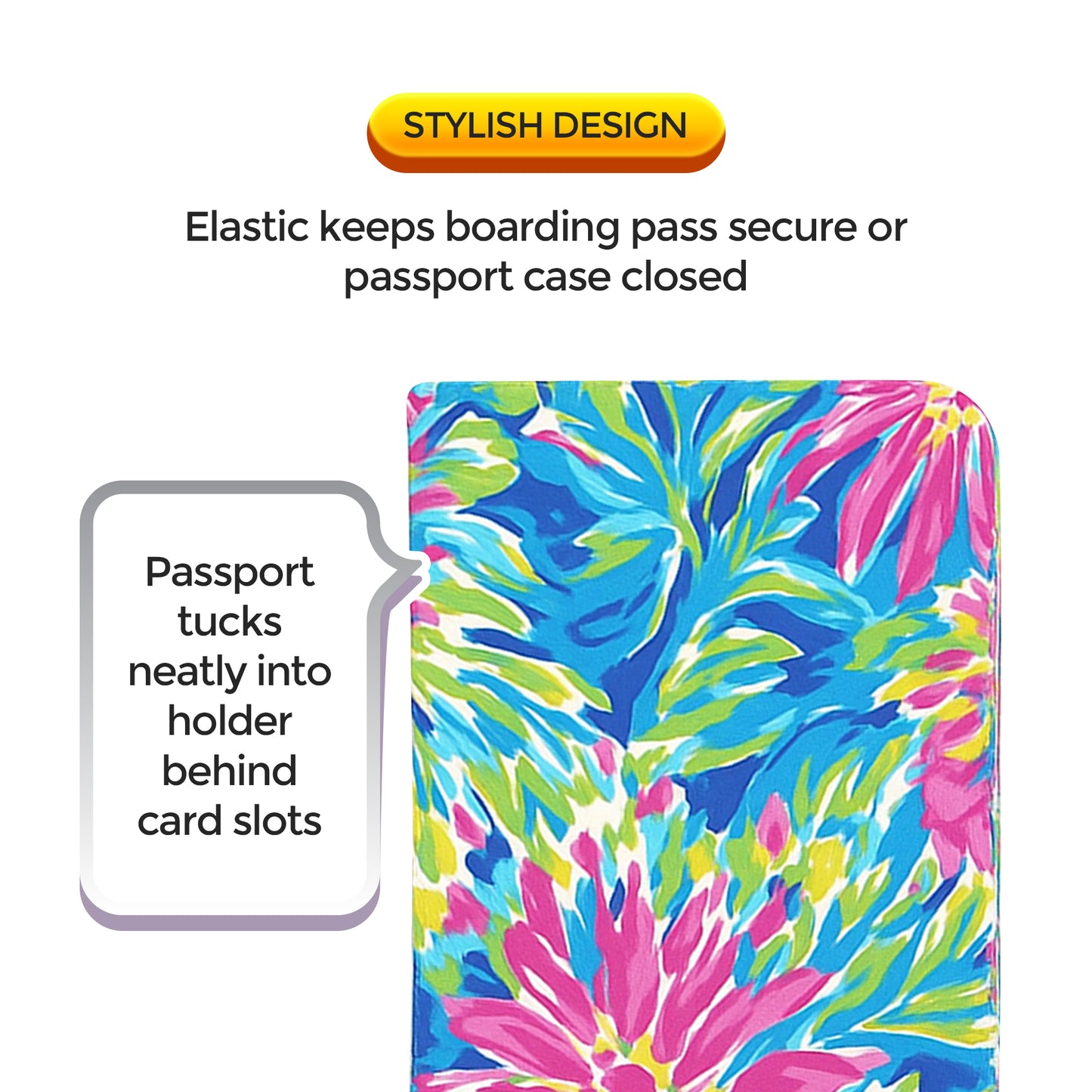 Jolitee Premium PU Vegan Leather Passport Holder, Pink Flower