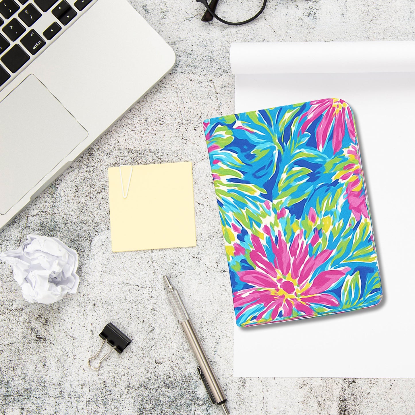 Jolitee Premium PU Vegan Leather Passport Holder, Pink Flower