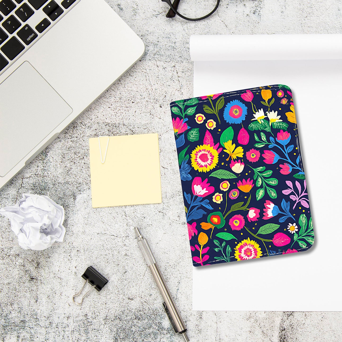 Jolitee Premium PU Vegan Leather Passport Holder, Wildflower