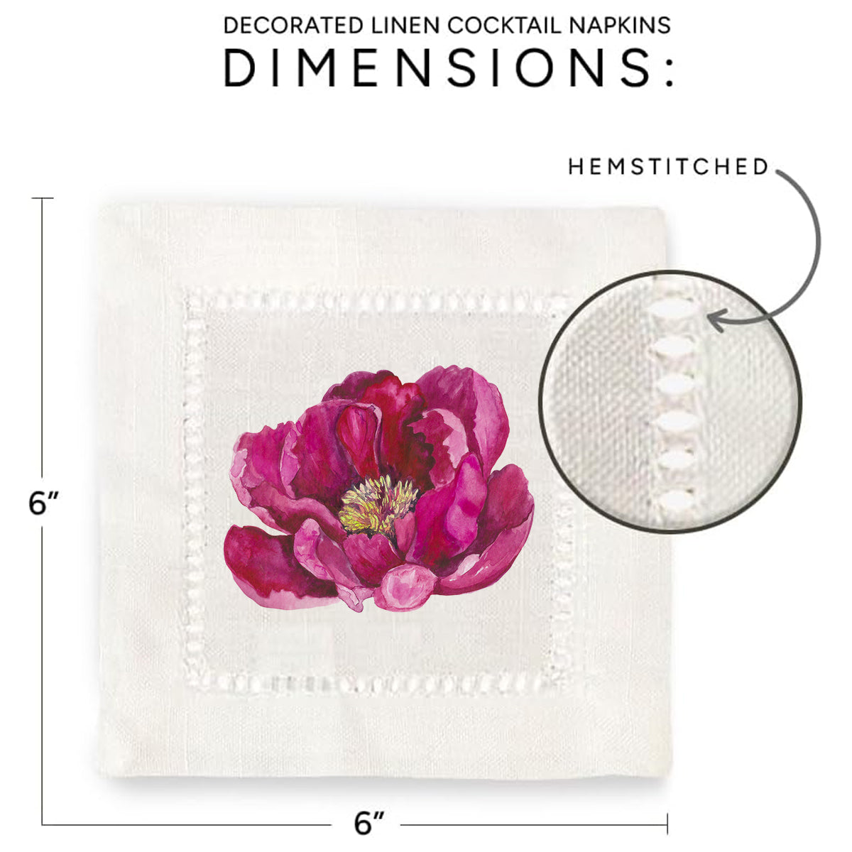 Peony Hemstitch Napkins