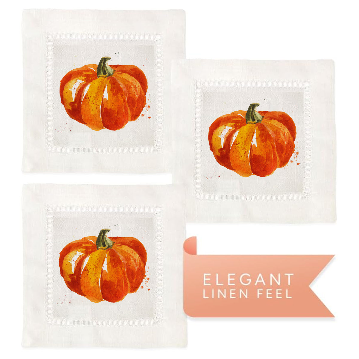 Pumpkin Splash Hemstitch Napkins