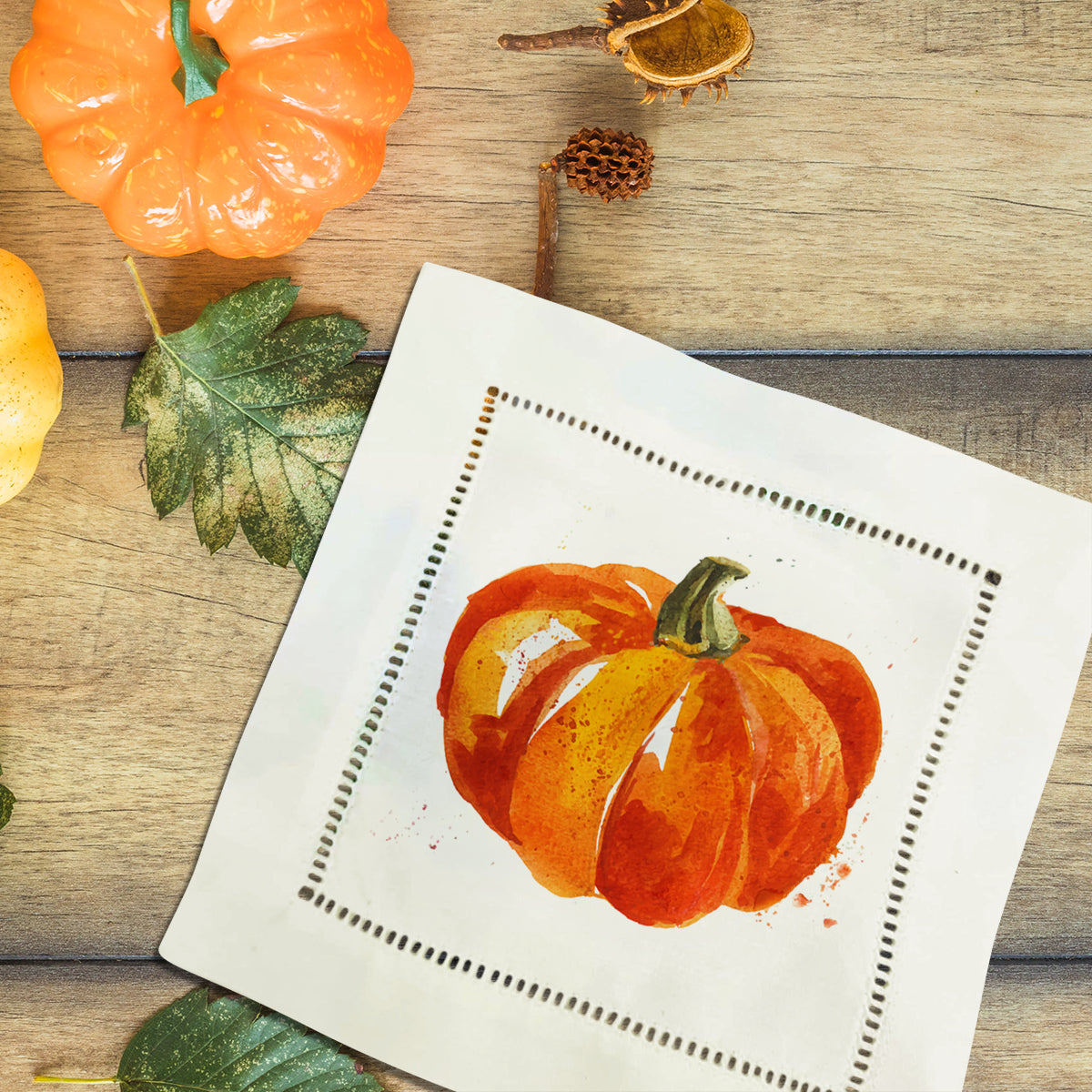 Pumpkin Splash Hemstitch Napkins