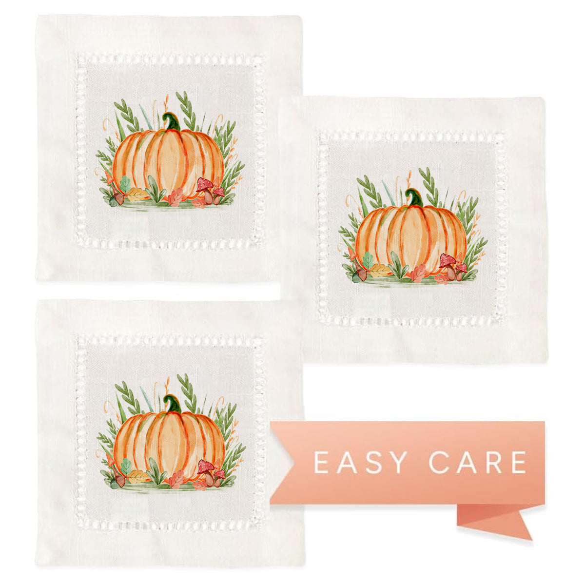 Pumpkin Hemstitch Napkins
