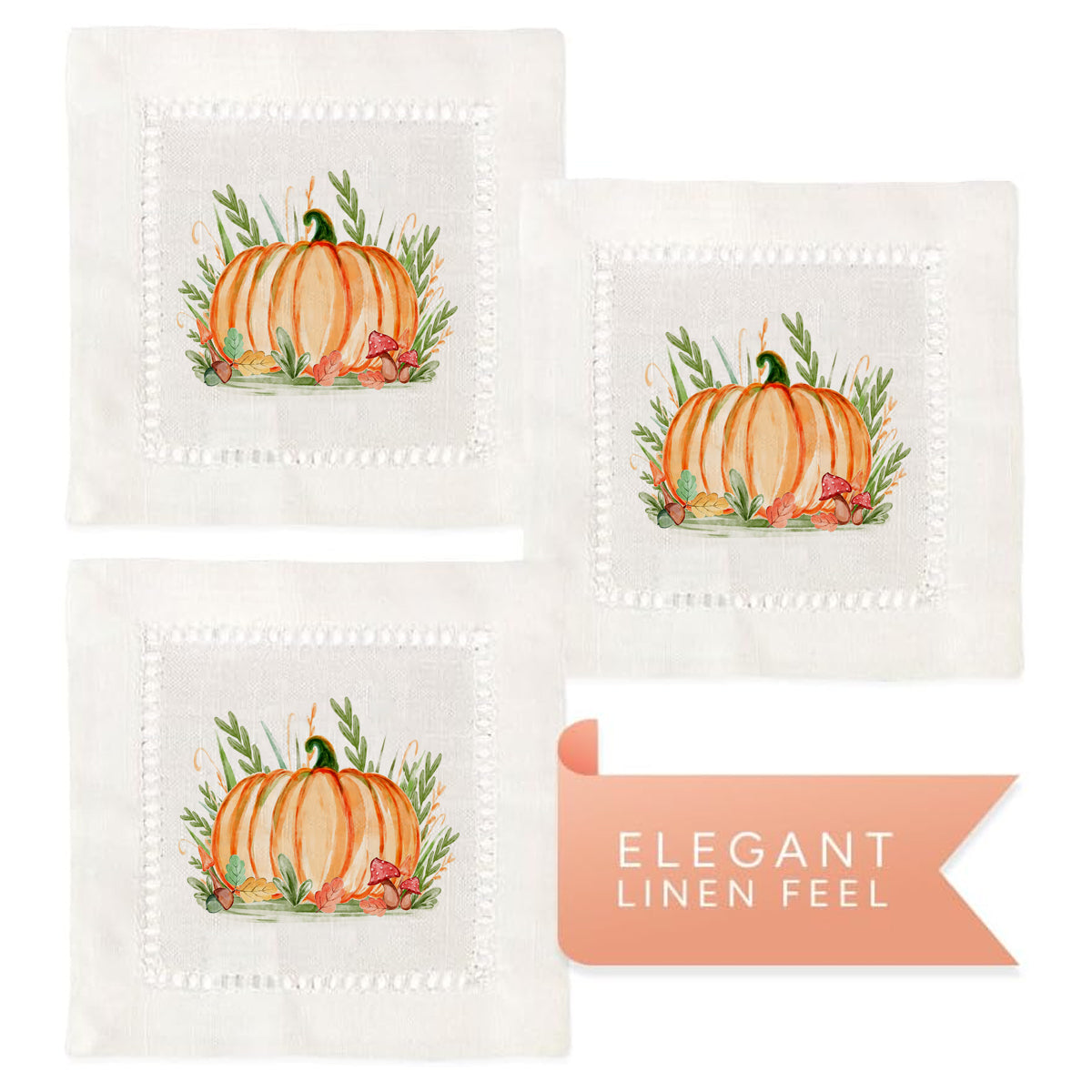Pumpkin Hemstitch Napkins