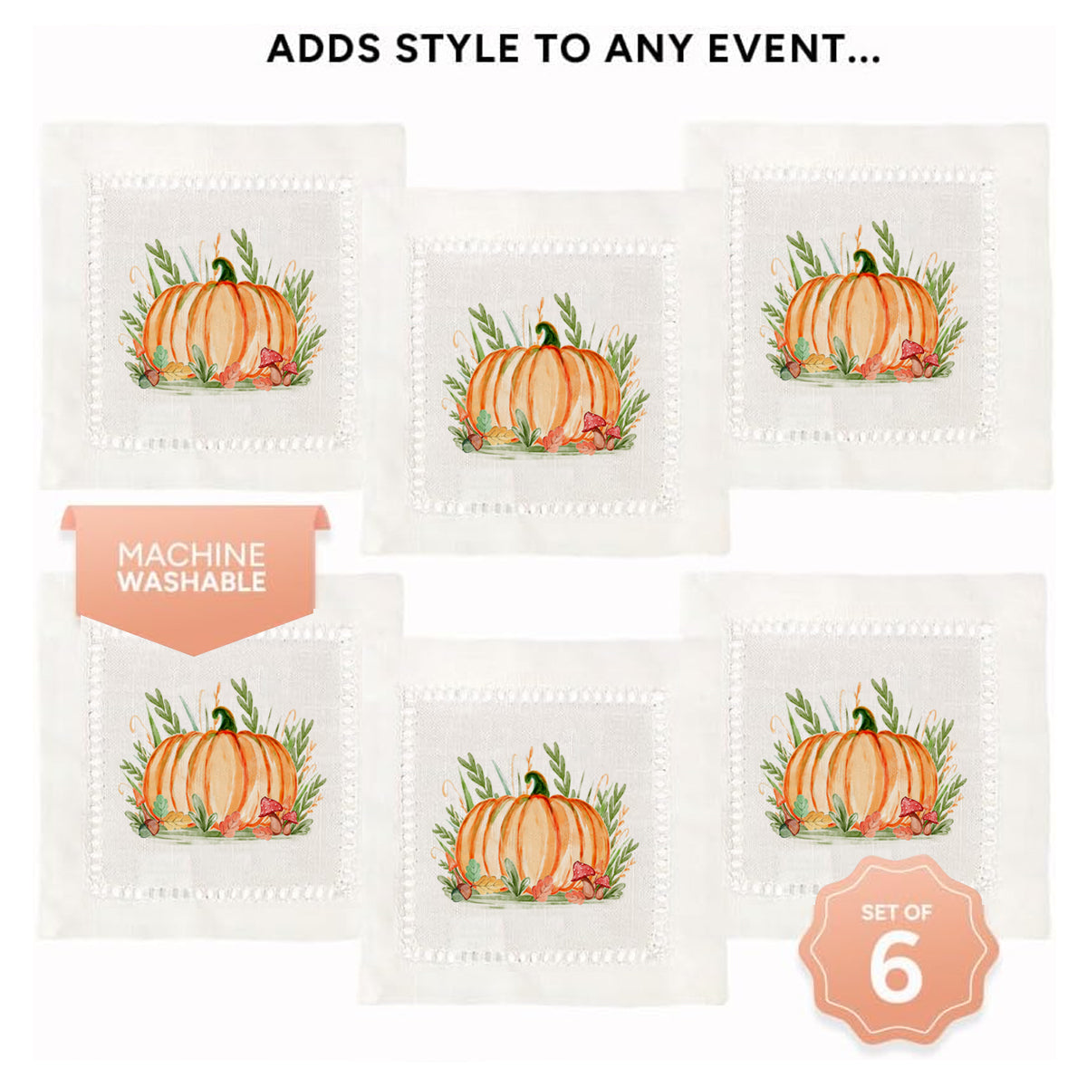 Pumpkin Hemstitch Napkins