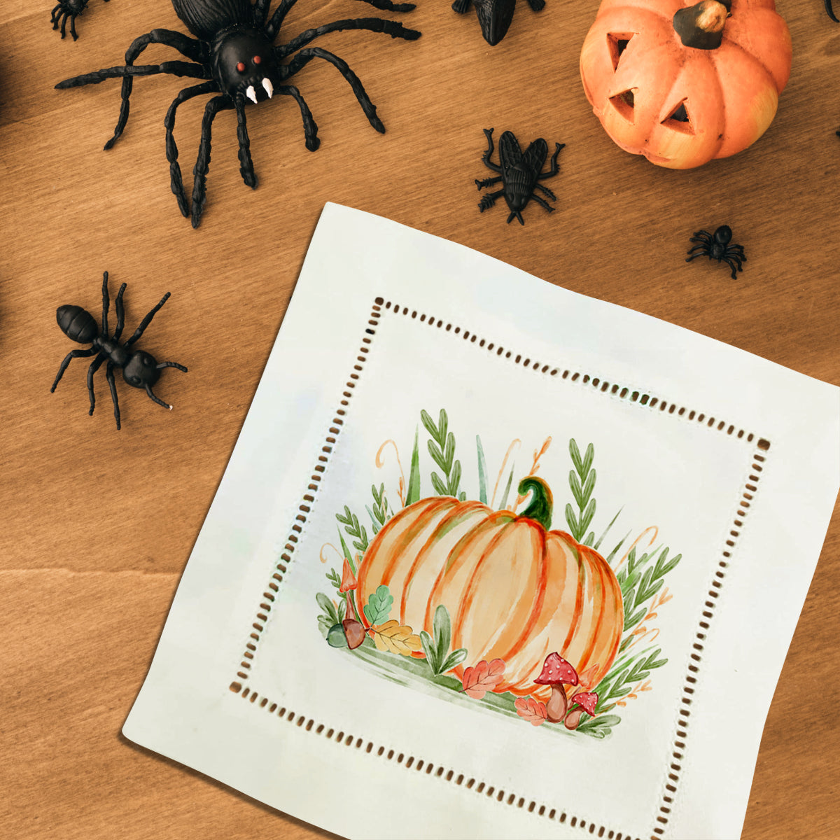 Pumpkin Hemstitch Napkins