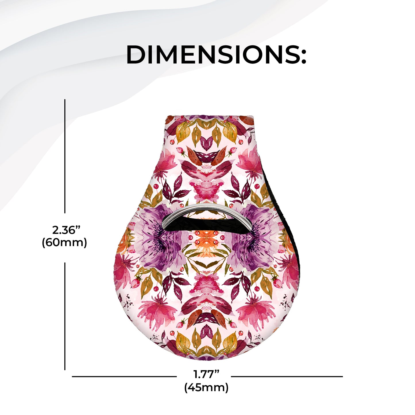 Jolitee Neoprene AirTag Compatible Case Keychain – Durable & Stylish Holder with Secure Ring and Clip, Compatible with Apple AirTag (Purple Red Flower)