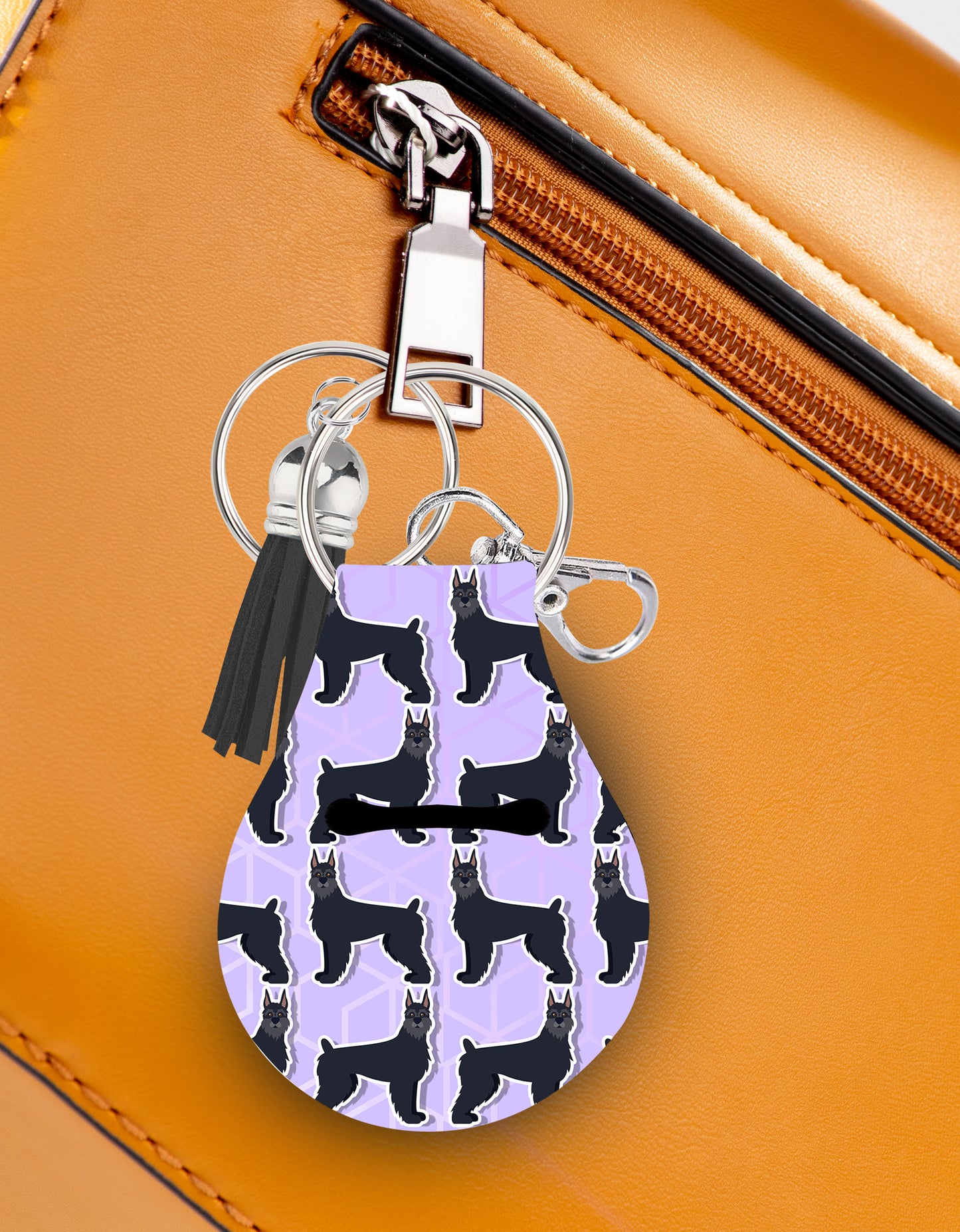 Jolitee Neoprene AirTag Compatible Case Keychain – Durable & Stylish Holder with Secure Ring and Clip, Compatible with Apple AirTag (Riesenschnauzer)