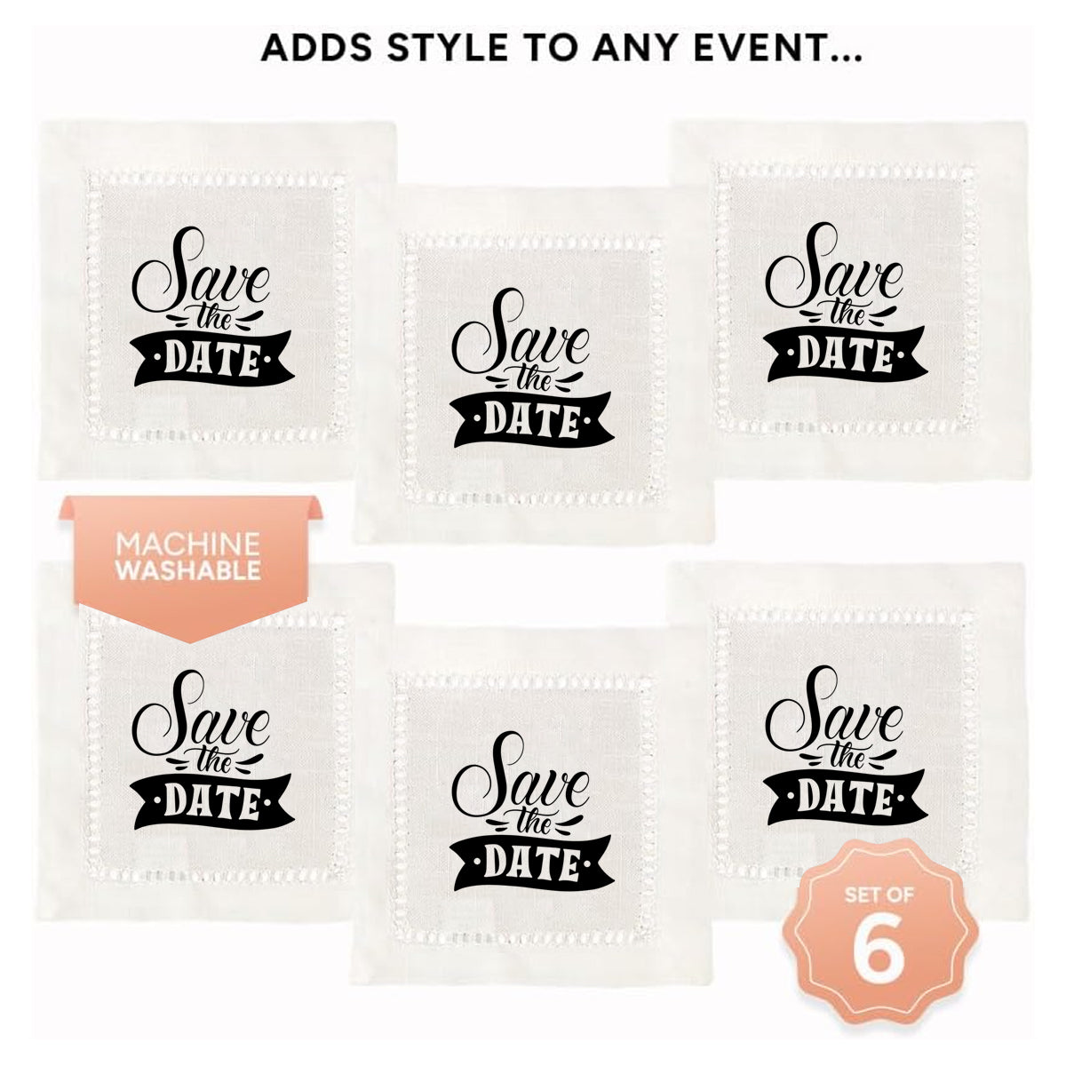 Save The Date Hemstitch Napkins
