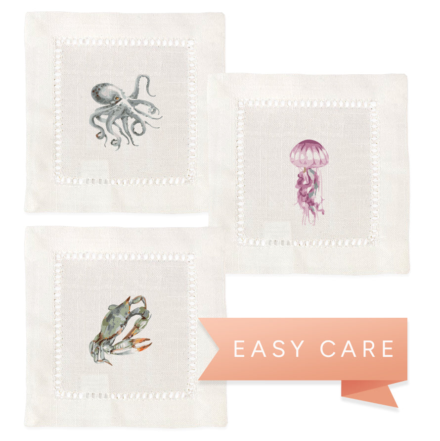Sea Life Hemstitch Napkins