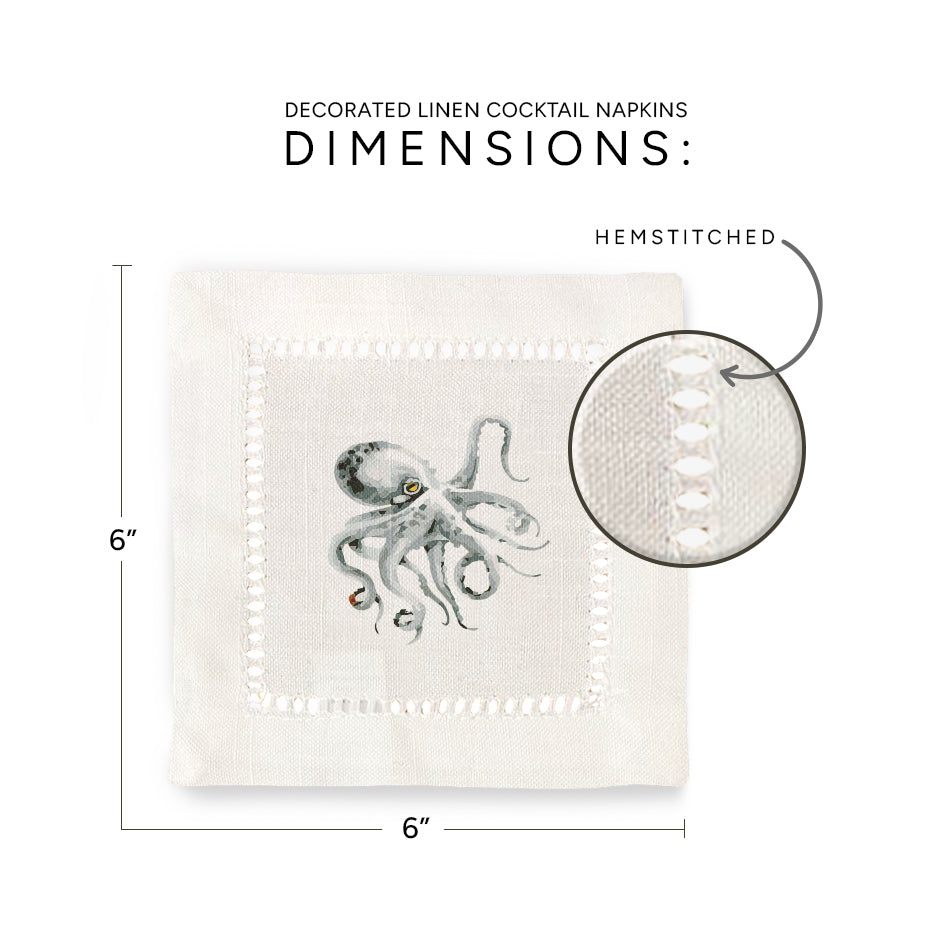 Sea Life Hemstitch Napkins