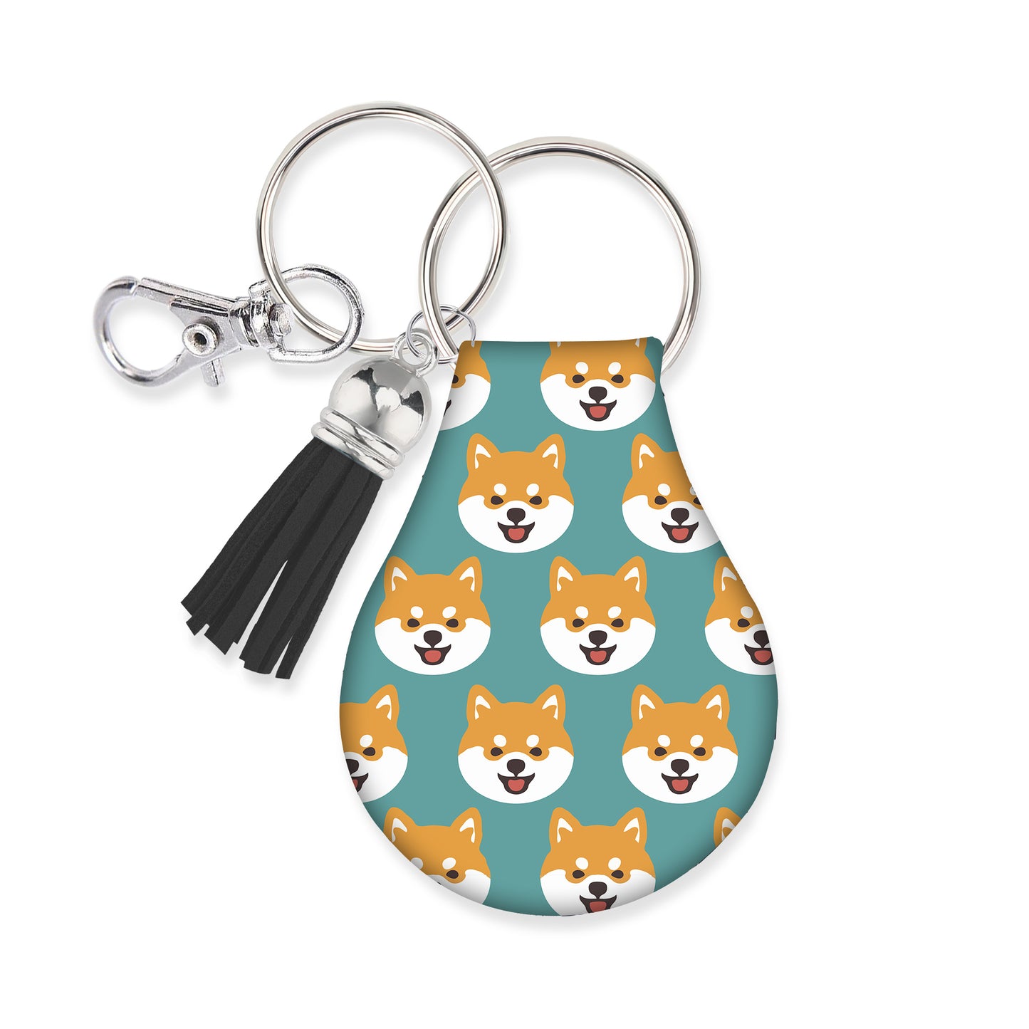Jolitee Neoprene AirTag Compatible Case Keychain – Durable & Stylish Holder with Secure Ring and Clip, Compatible with Apple AirTag (Shiba Inu)