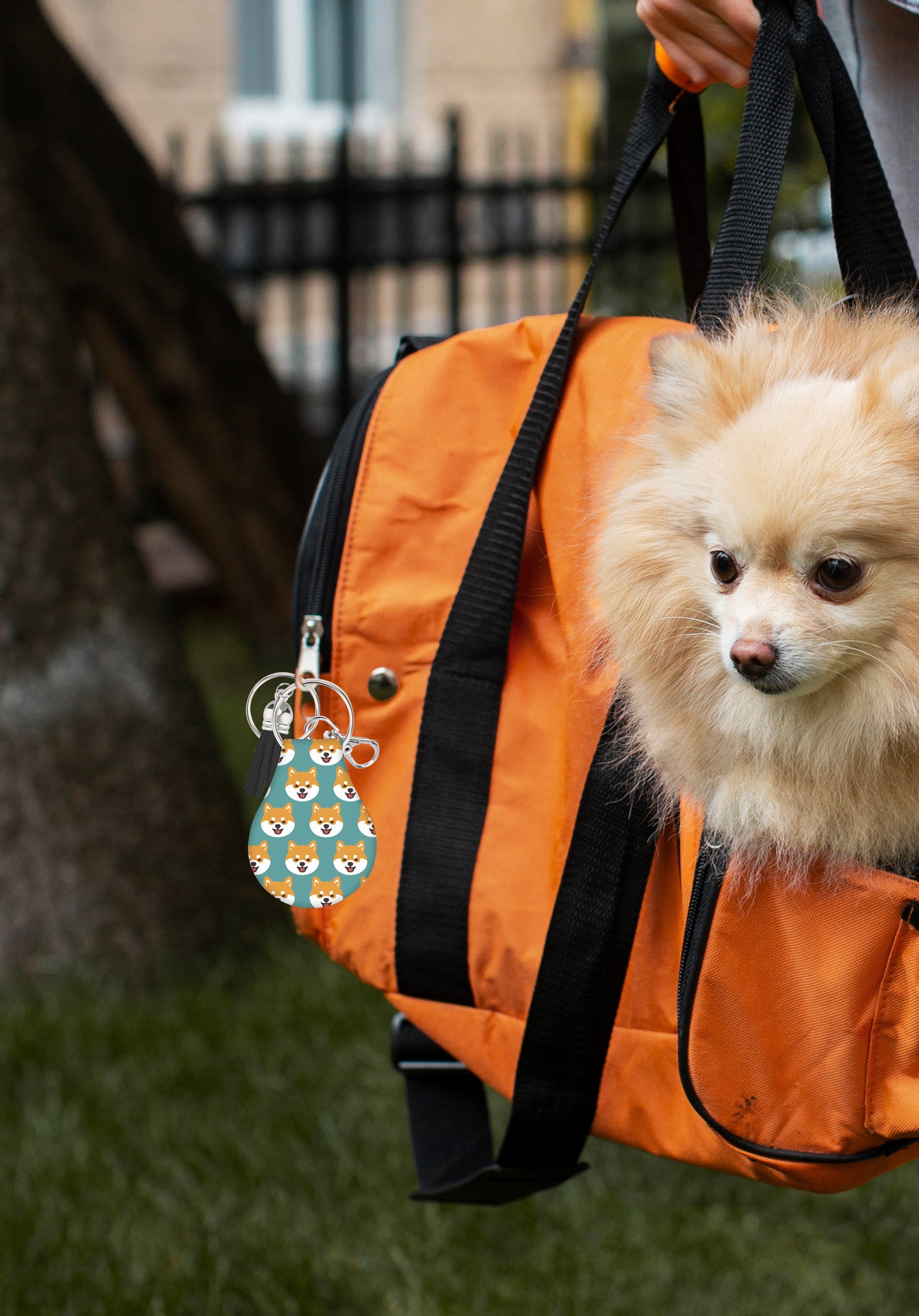 Jolitee Neoprene AirTag Compatible Case Keychain – Durable & Stylish Holder with Secure Ring and Clip, Compatible with Apple AirTag (Shiba Inu)