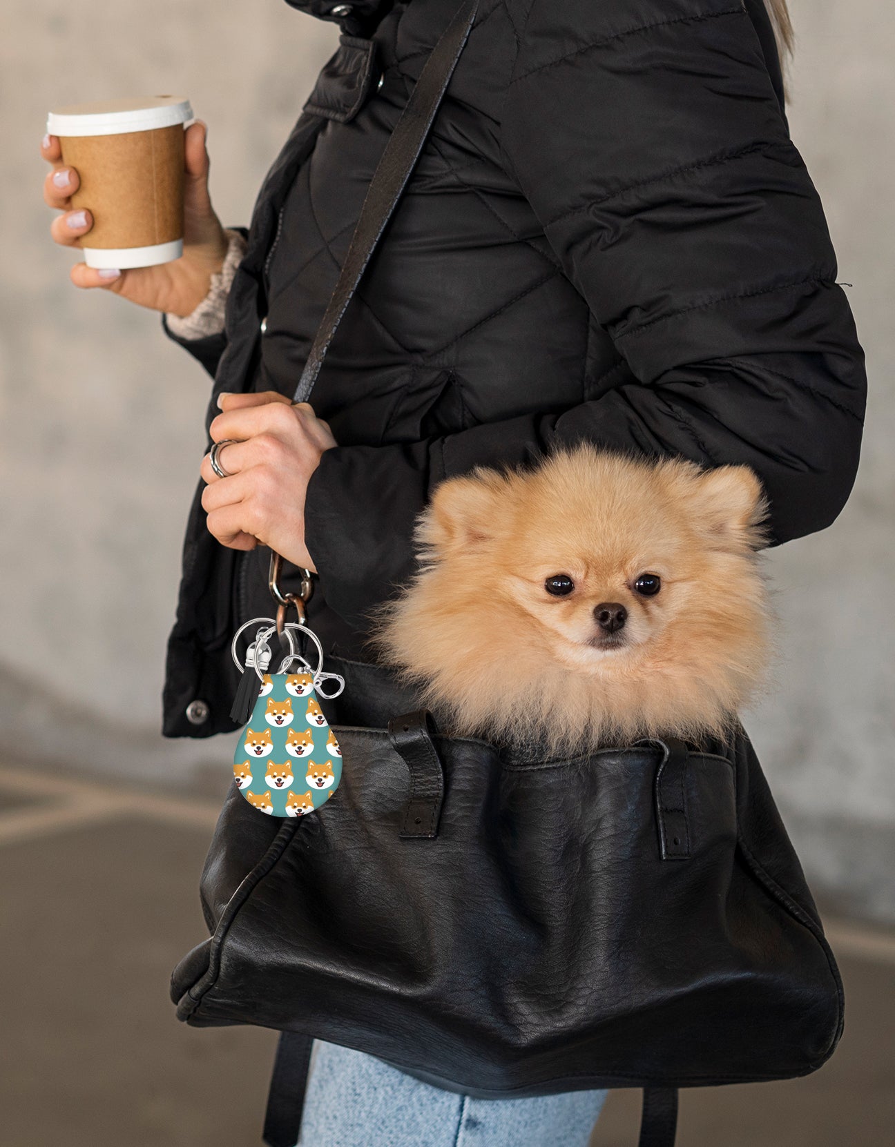 Jolitee Neoprene AirTag Compatible Case Keychain – Durable & Stylish Holder with Secure Ring and Clip, Compatible with Apple AirTag (Shiba Inu)