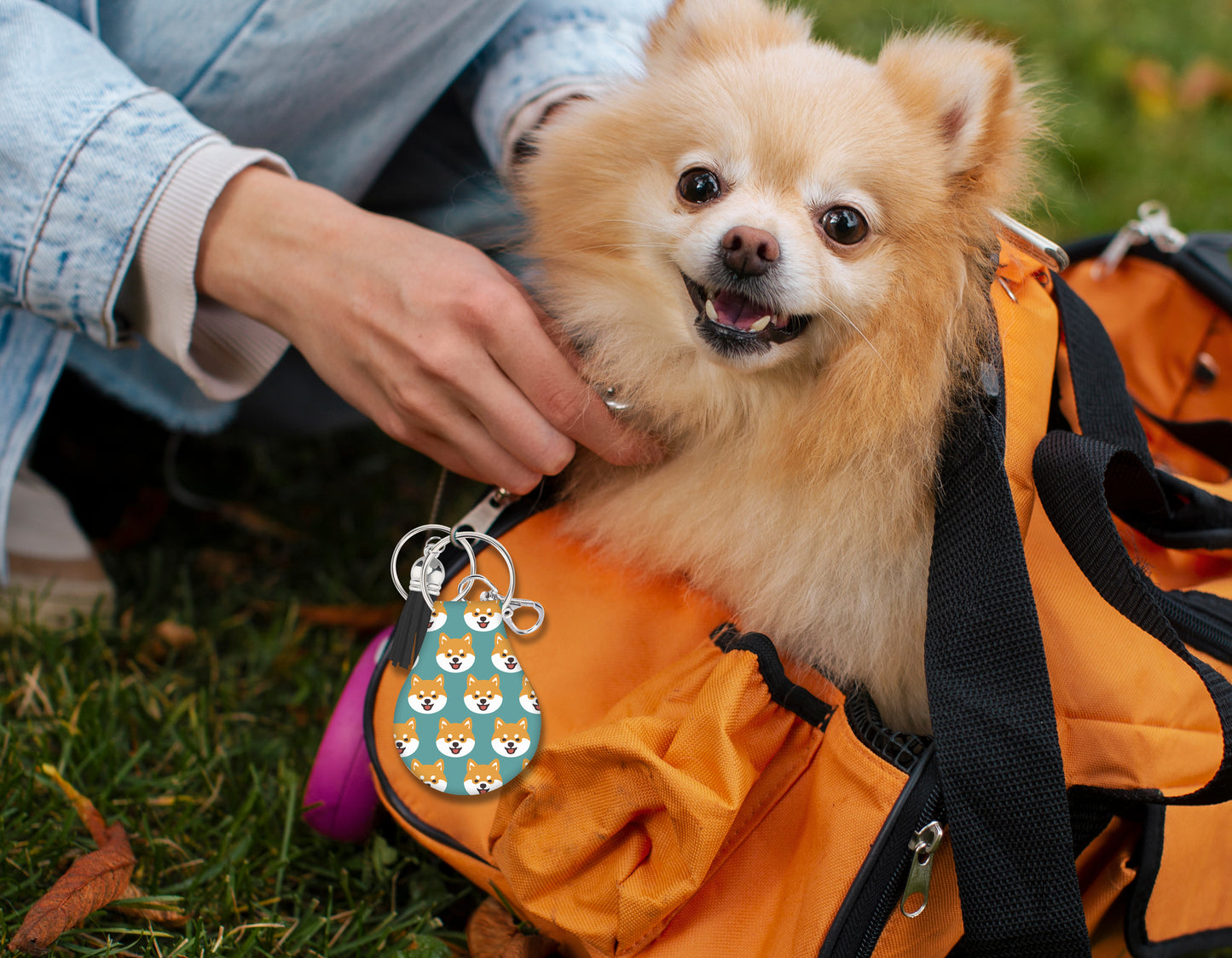 Jolitee Neoprene AirTag Compatible Case Keychain – Durable & Stylish Holder with Secure Ring and Clip, Compatible with Apple AirTag (Shiba Inu)