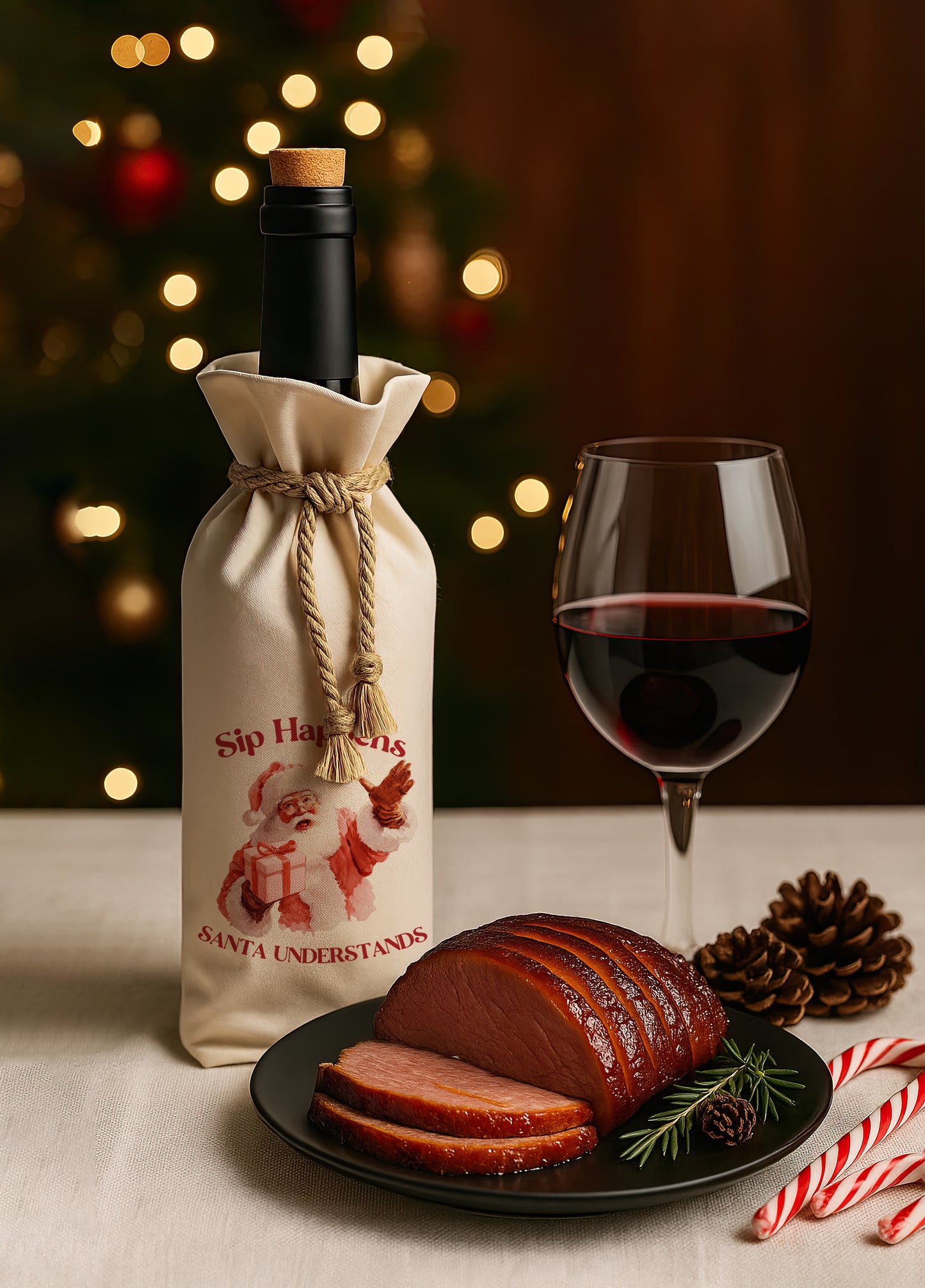 Bottle Bags - Sip Happens Santa Understands