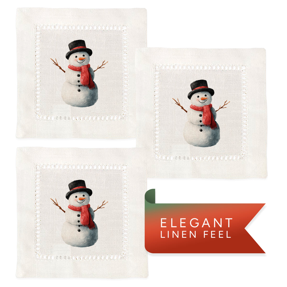 Snowman Hemstitch Napkins