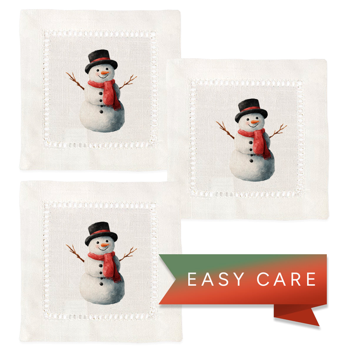 Snowman Hemstitch Napkins