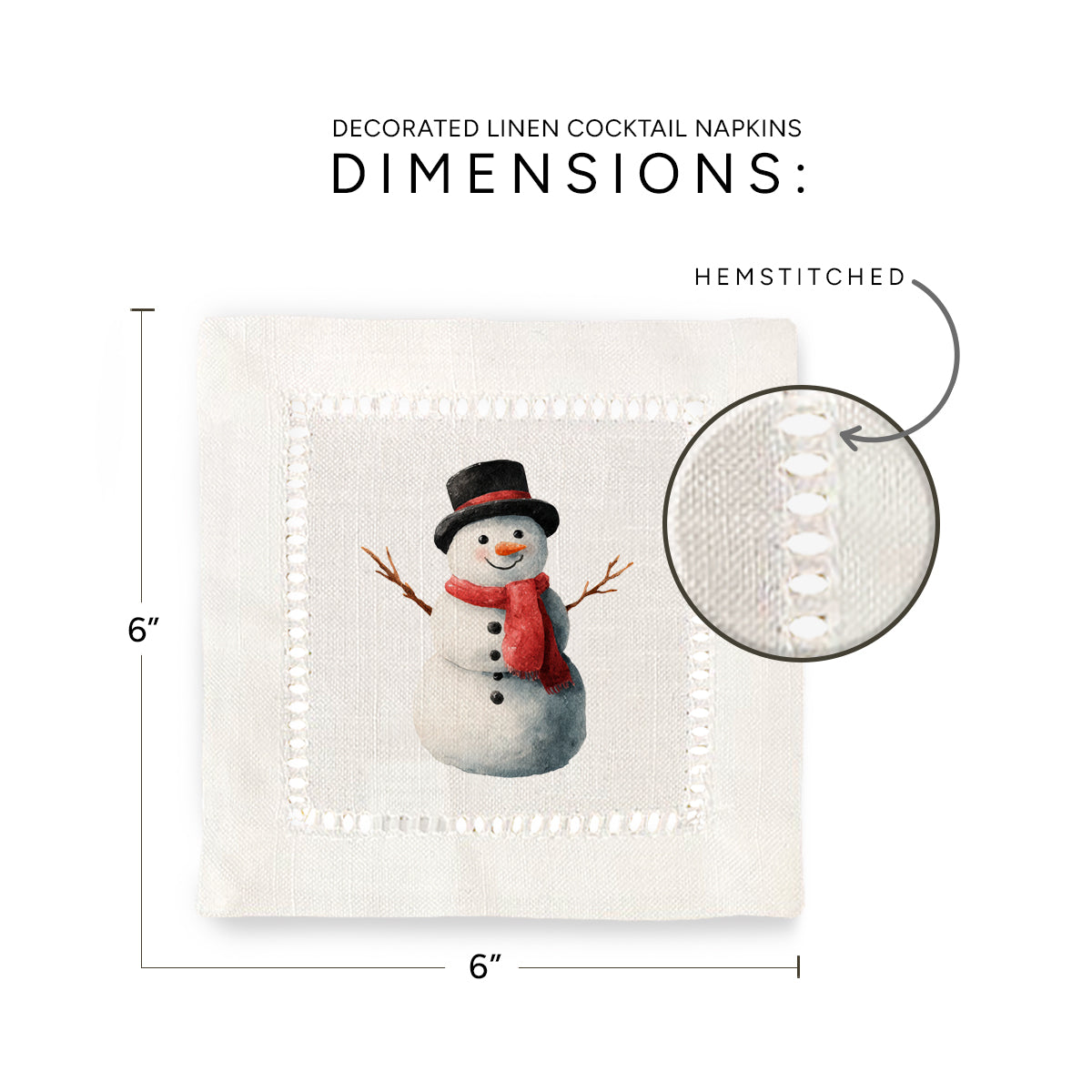 Snowman Hemstitch Napkins